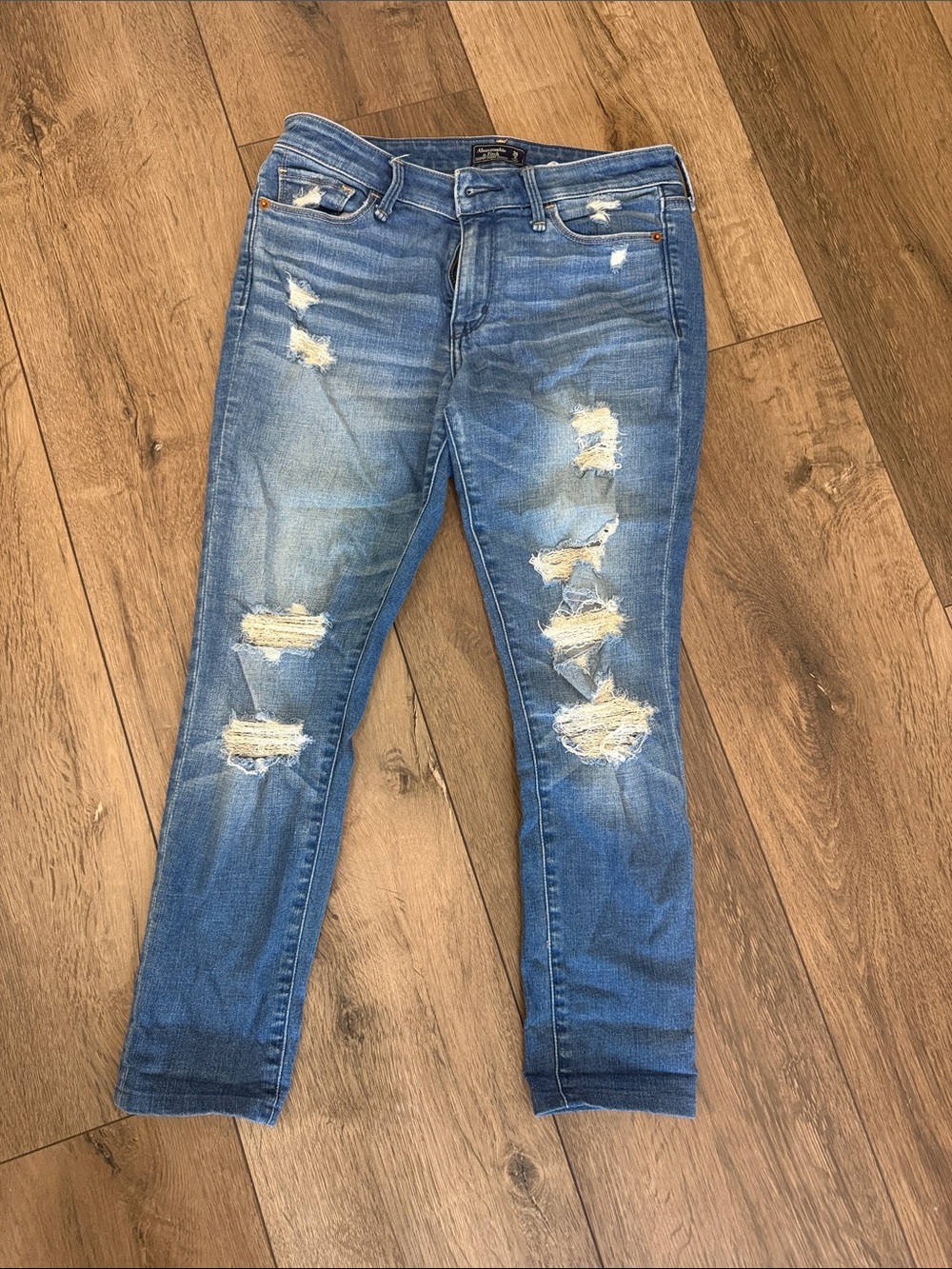 Abercrombie & Fitch Light Blue Distressed Skinny Jeans